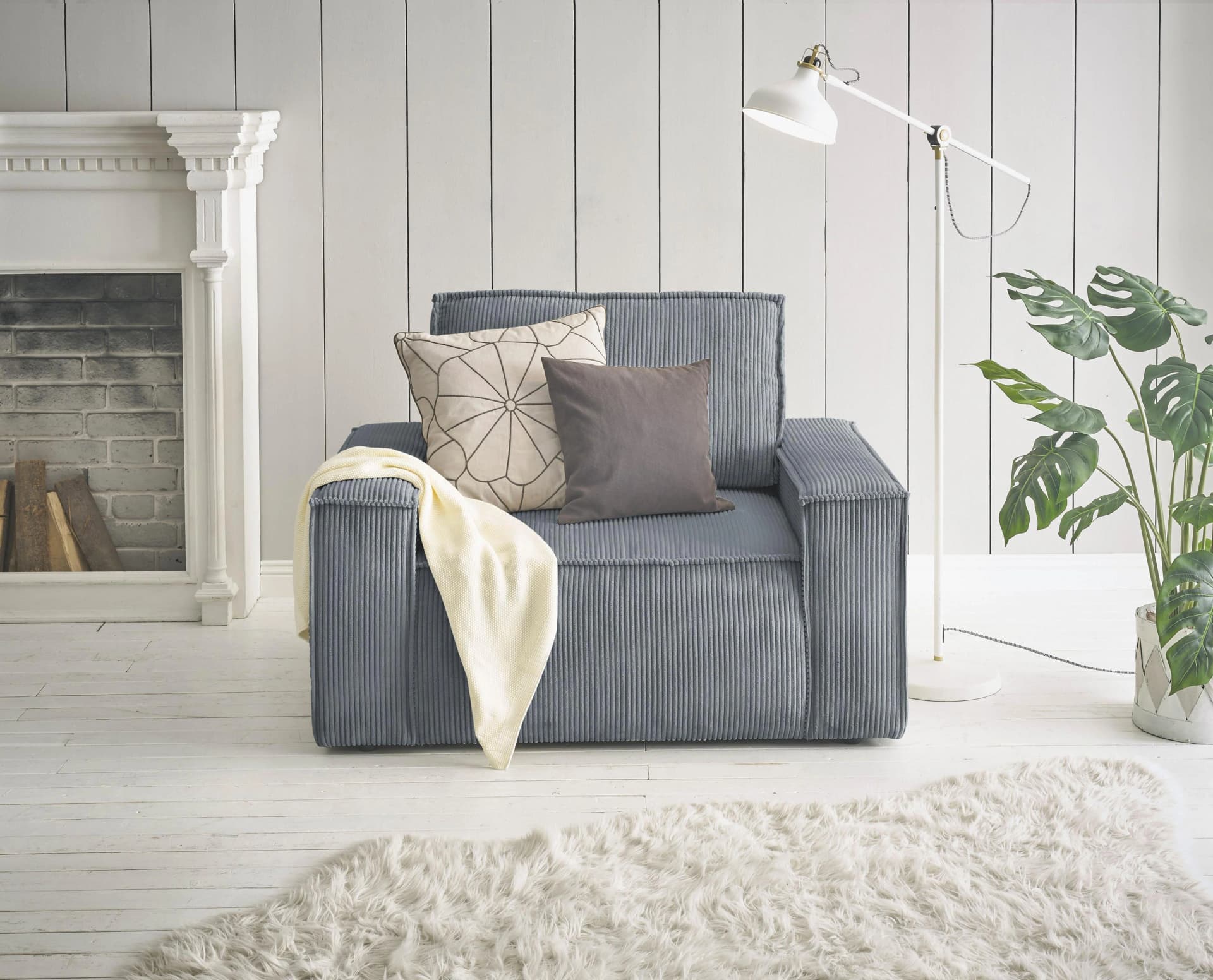 Home Affaire Sessel Sherwood Love-Seat Dunkelgrau Cord