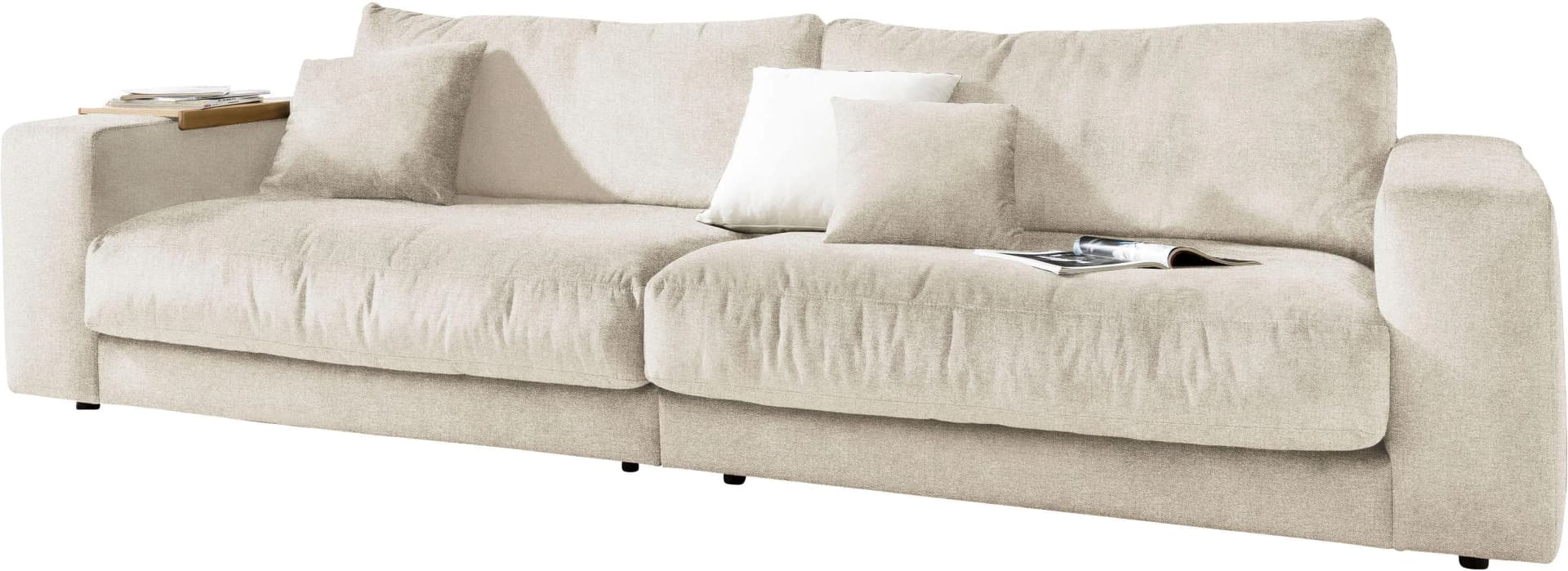 Big-Sofa 3C CANDY Enisa II Beige Polyester mit Flatterkissen