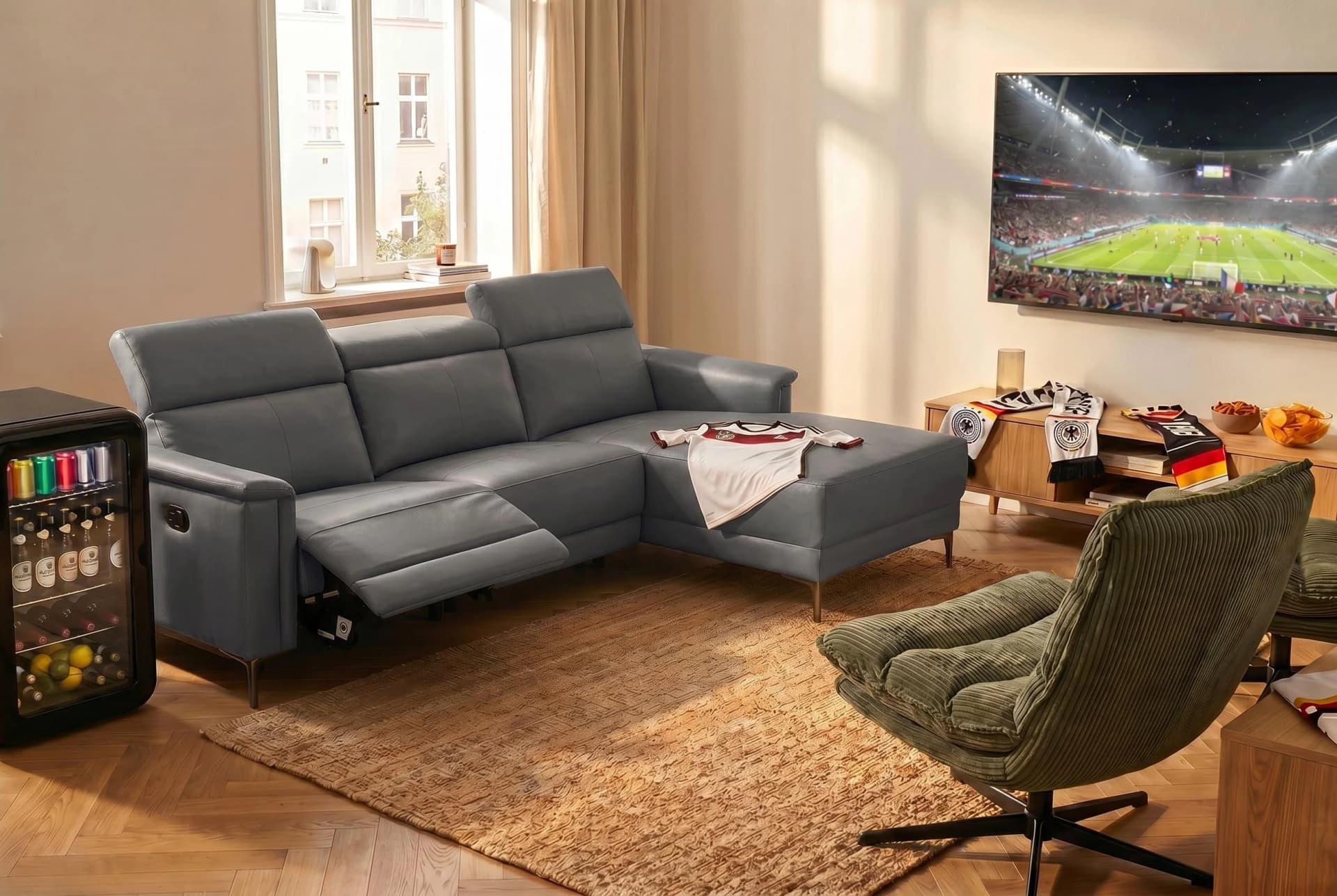 OTTO HOME Ecksofa LUND L-Form Grau Relaxfunktion Kunstleder