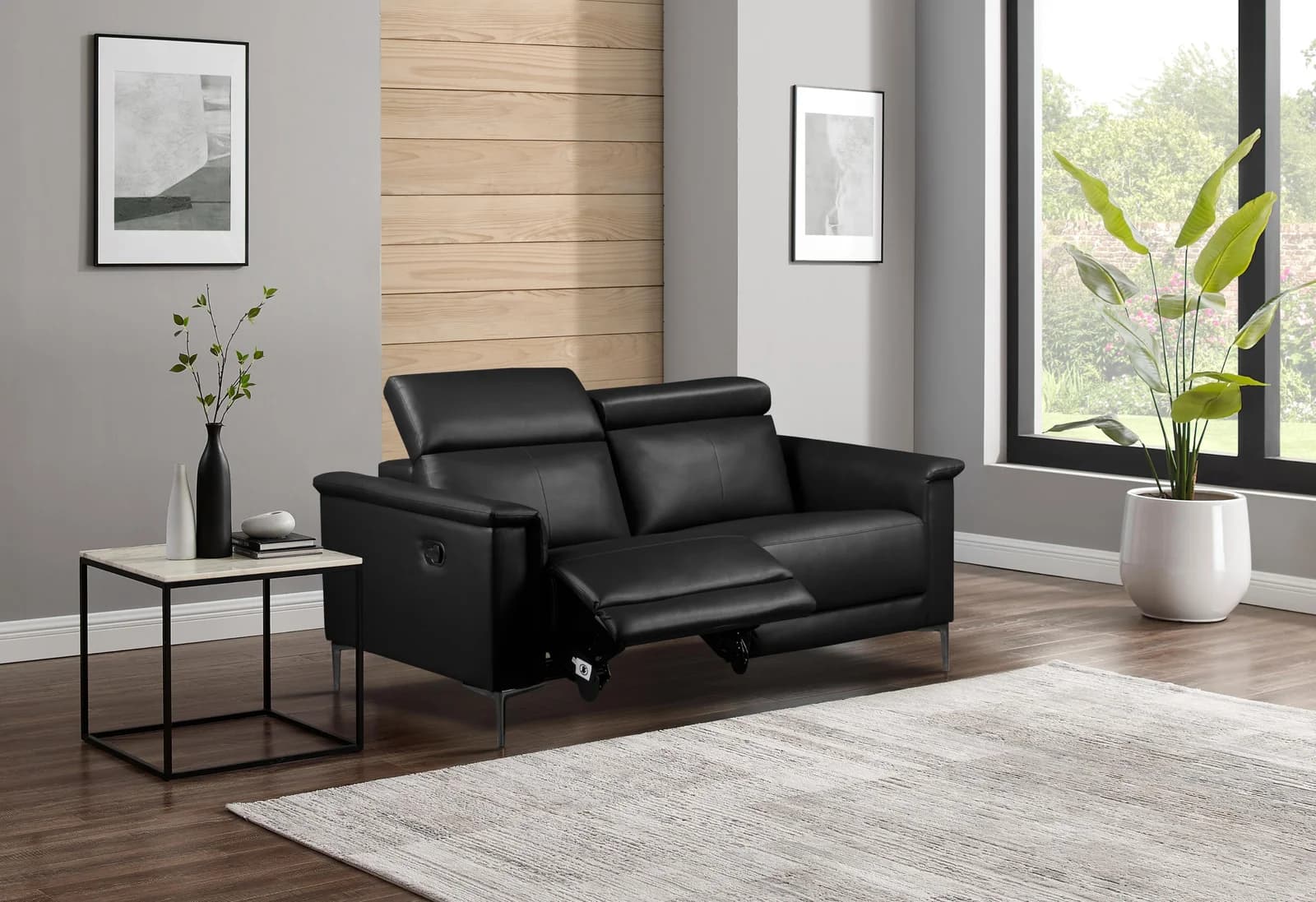 OTTO HOME Lund 2-Sitzer Sofa Schwarz mit Relaxfunktion