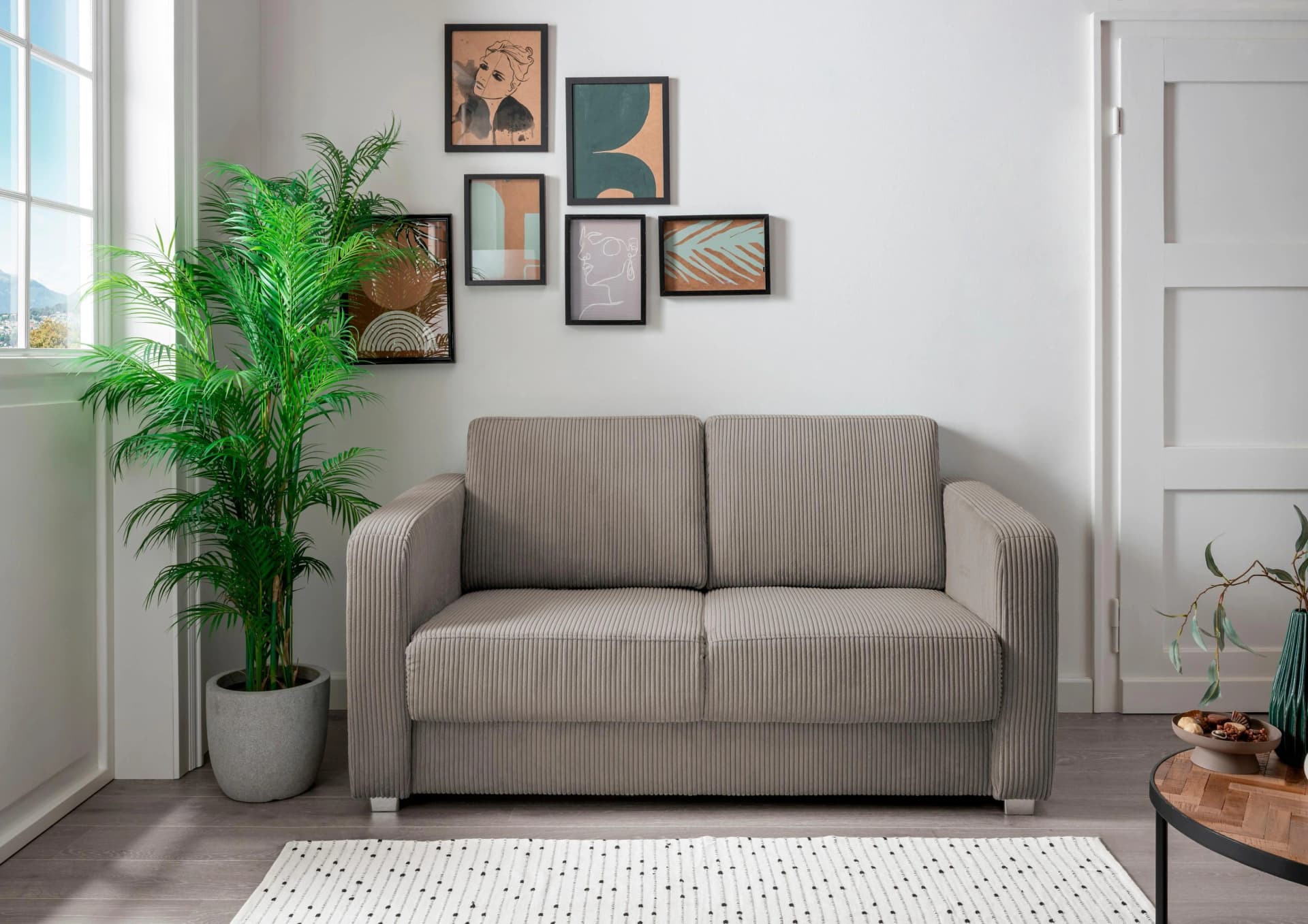 HOME AFFAIRE Schlafsofa Mia Problemlöser Grau-Braun mit Ausziehfunktion
