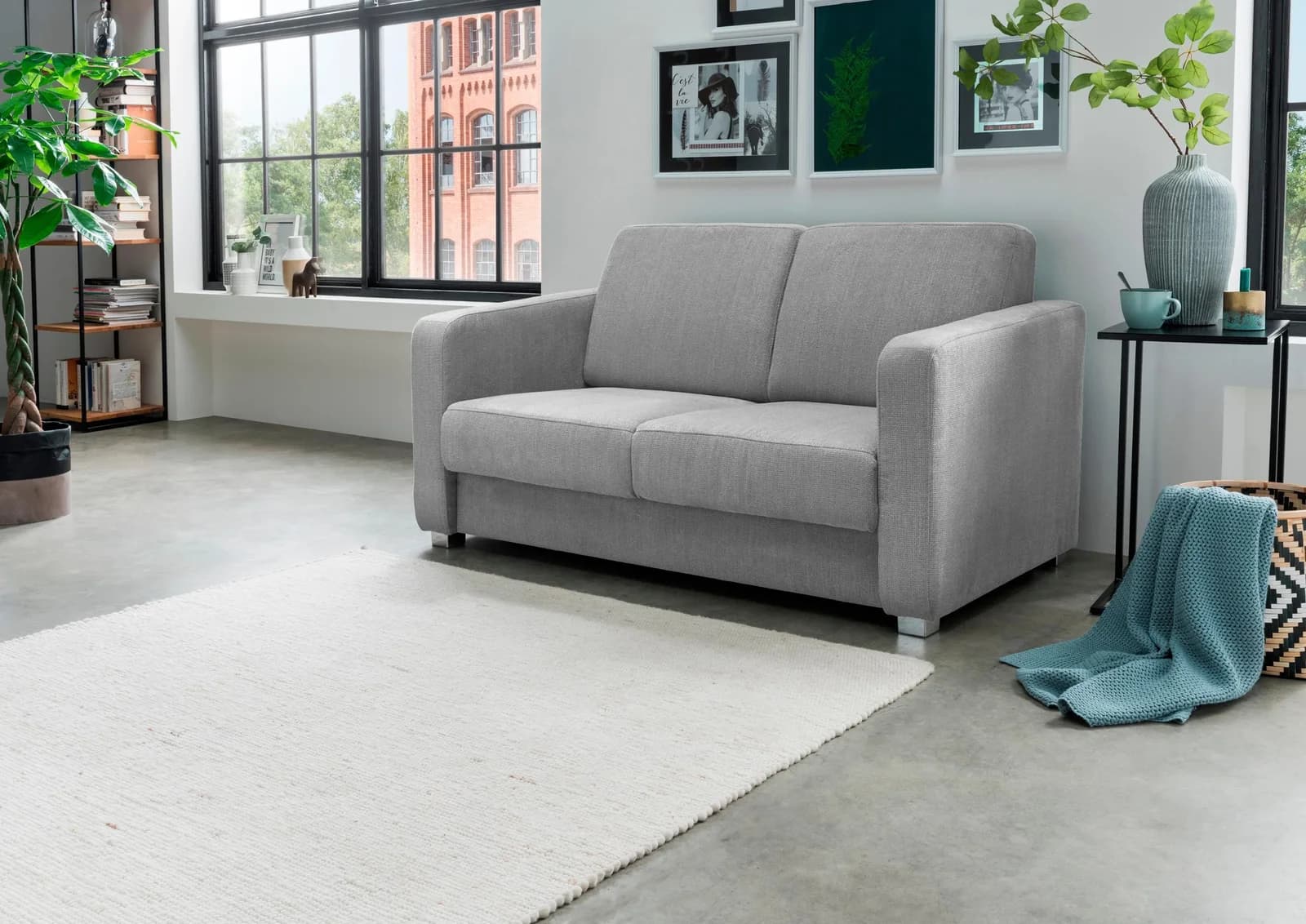 HOME AFFAIRE Schlafsofa Mia Silber 2er mit Einzelauszug