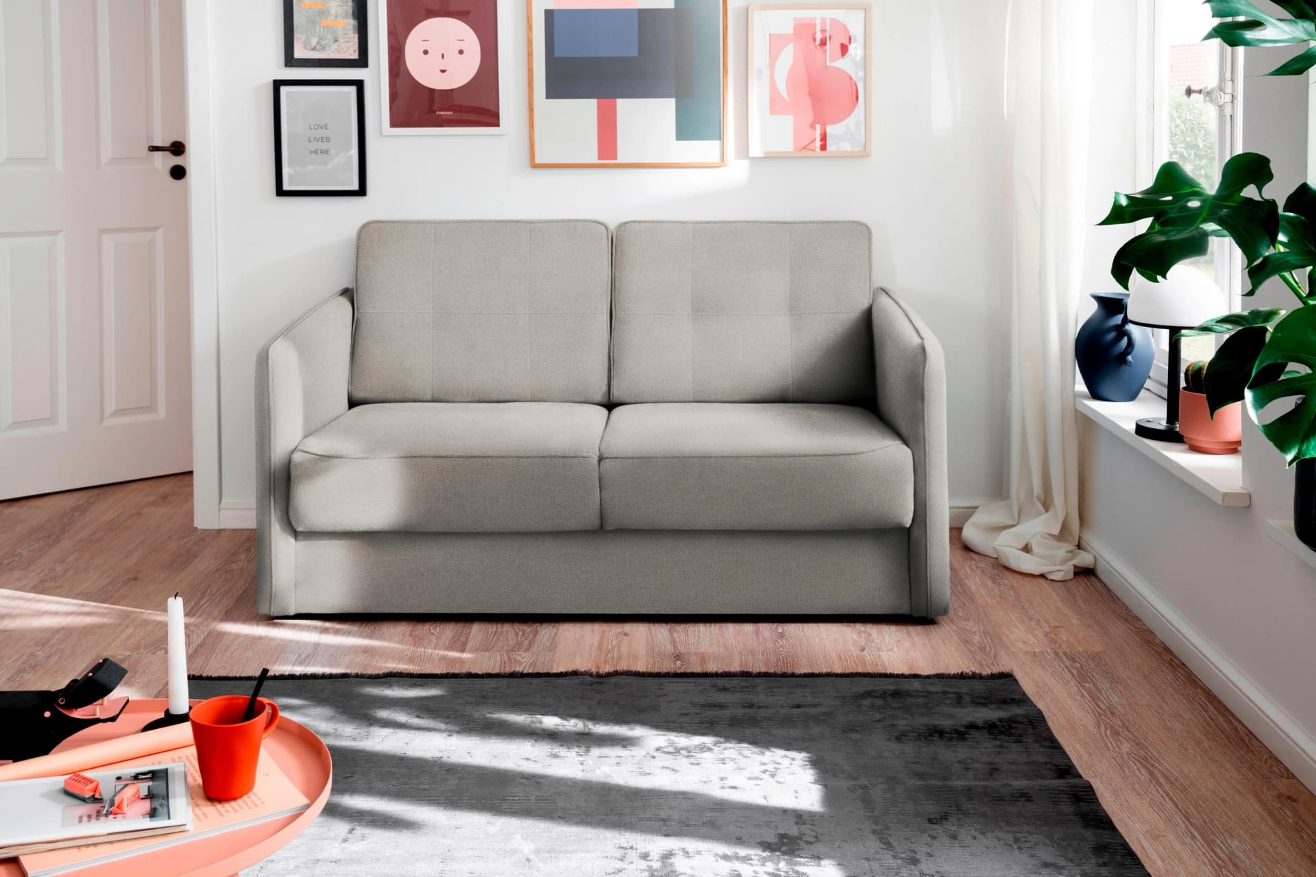 HOME AFFAIRE Milano Schlafsofa Grau mit zwei ausziehbaren Liegefunktionen