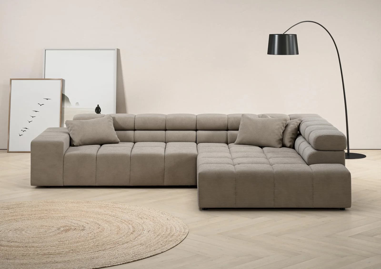 HOME AFFAIRE Ecksofa Ancona L-Form mit Kopfteilverstellung Grau