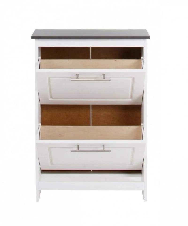 OTTO HOME Schuhkipper Lukas Weiß Massivholz 2 Klappen - Bild 3