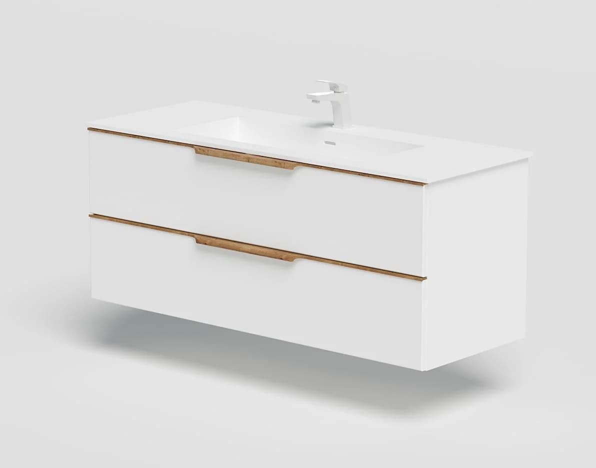 Welltime Waschtisch Amber Weiß CORIAN-Acrylstein Waschbecken