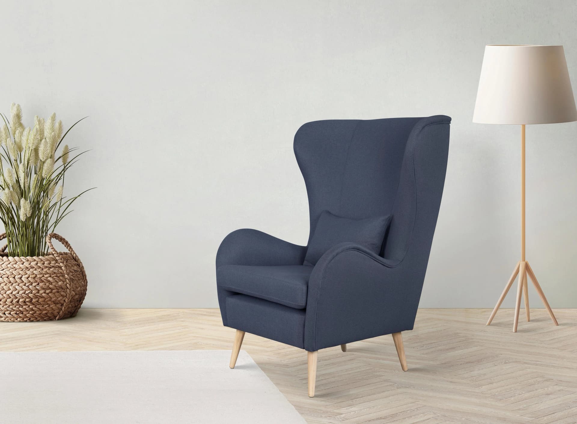 HOME AFFAIRE Charles Ohrensessel Dunkelblau Polyester