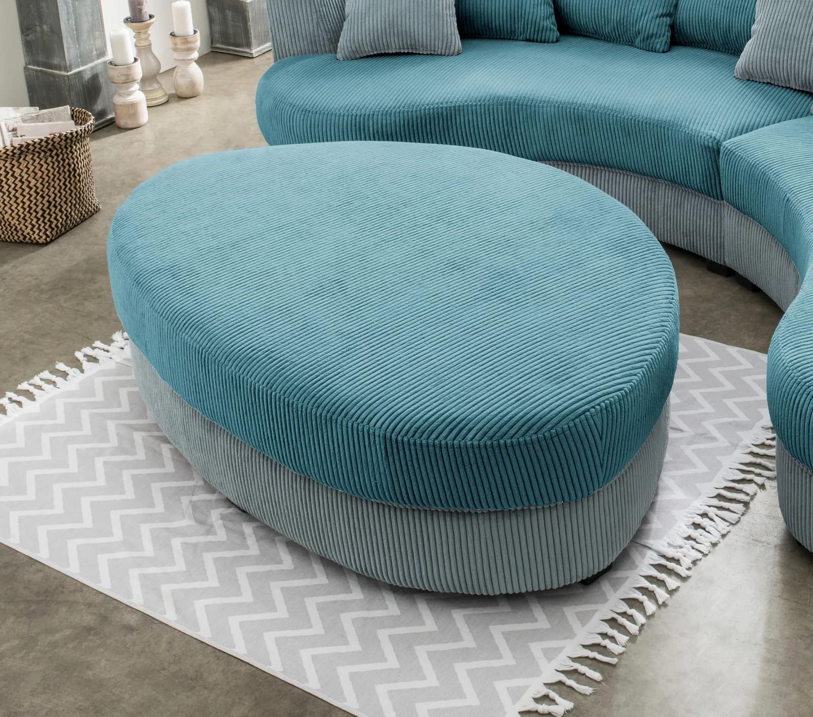 HOME AFFAIRE Polsterhocker Limoncello Blau 150cm Breite