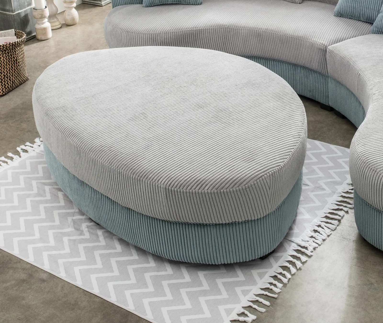 HOME AFFAIRE Polsterhocker Limoncello Aqua Silber