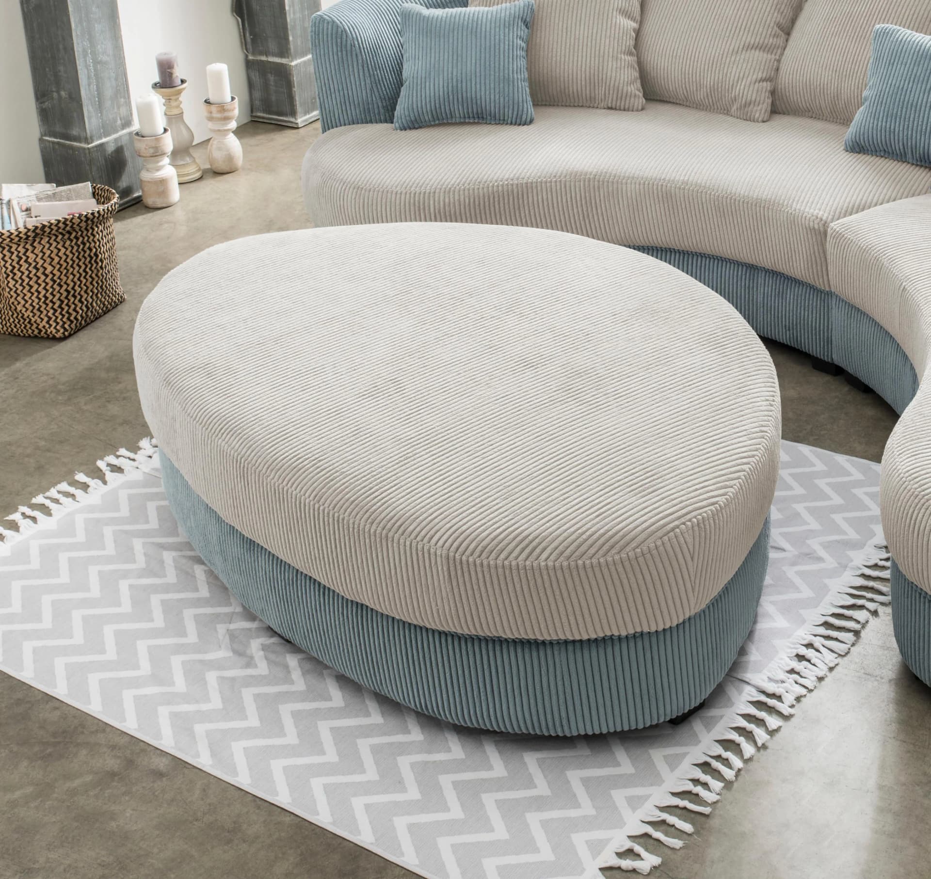 HOME AFFAIRE Polsterhocker Limoncello Aqua Beige
