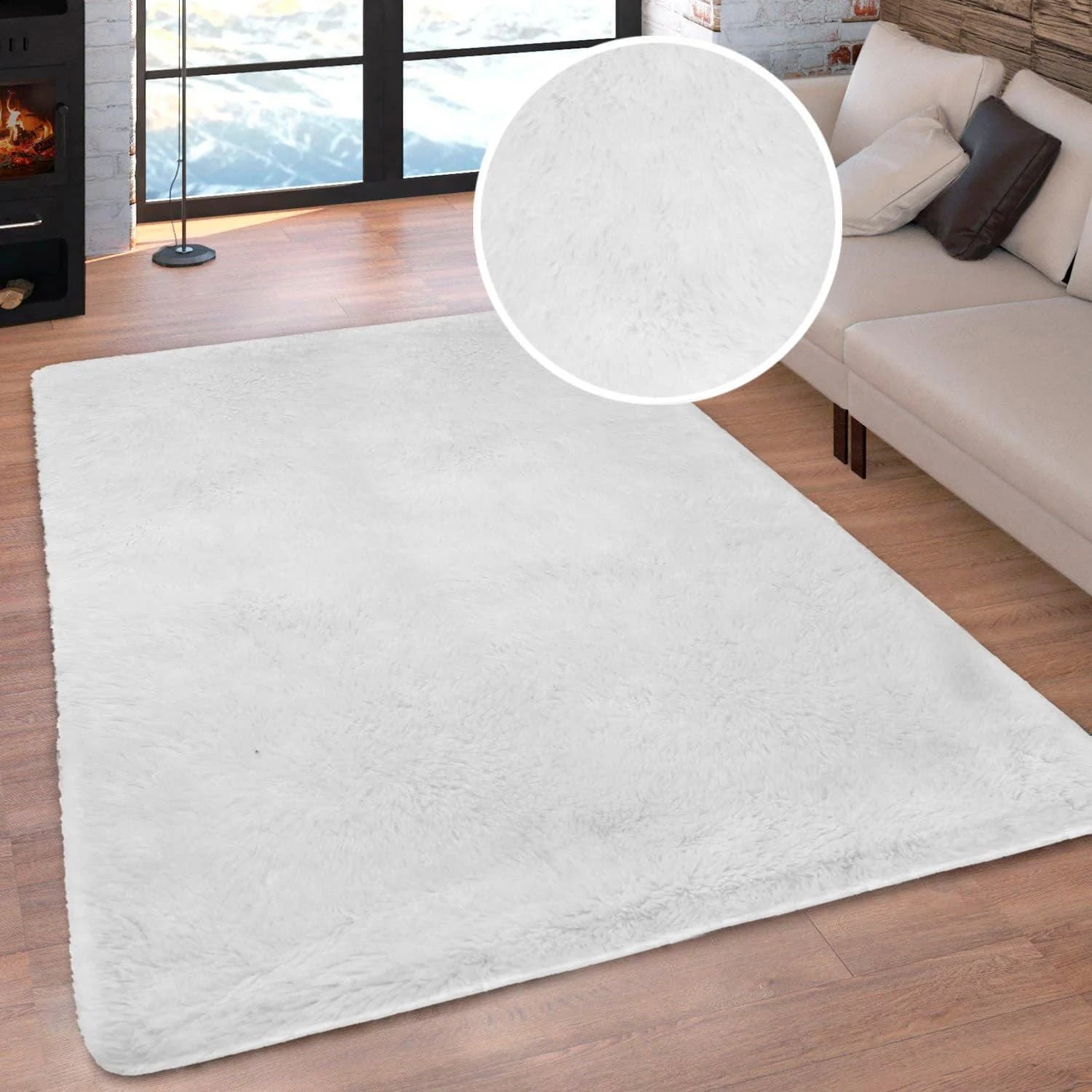 Hochflor-Teppich MY HOME Silky, besonders weich und kuschelig, sehr dichte Qualität, Weiß, 140x200 cm