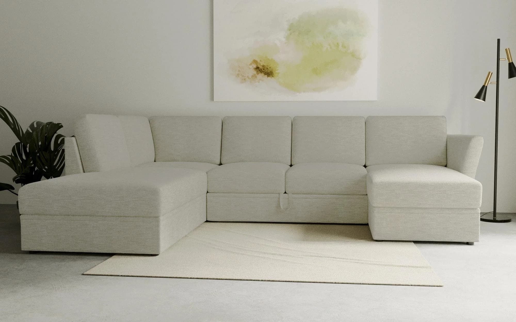 HOME AFFAIRE Lavars Wohnlandschaft Schlafsofa Beige mit Stauraum