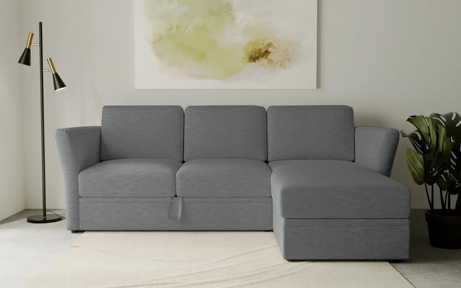 HOME AFFAIRE Ecksofa Lavars L-Form Grau mit Schlaf- und Stauraumfunktion