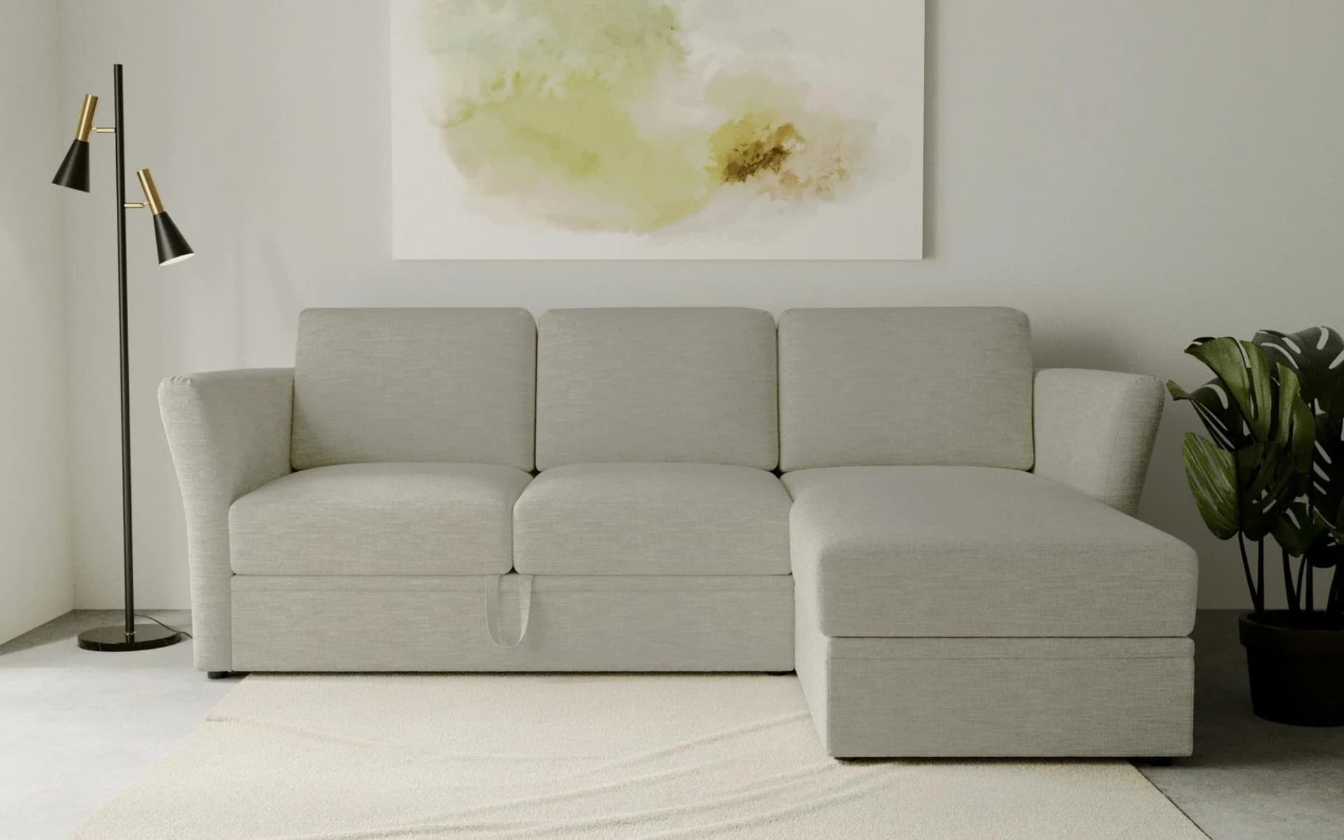 Home Affaire Ecksofa Lavars L-Form Schlafsofa Beige mit Bettkasten