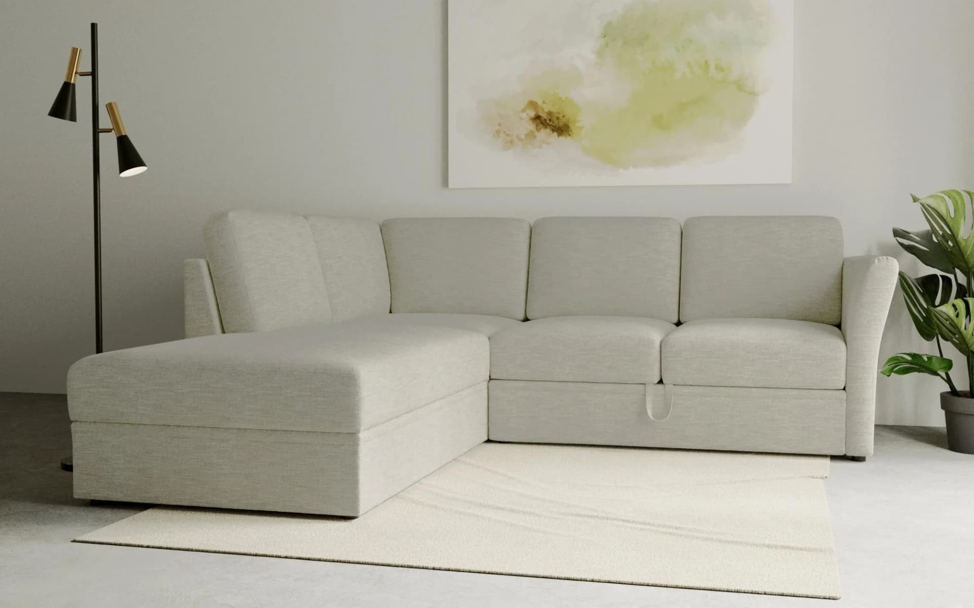 HOME AFFAIRE Ecksofa Lavars L-Form Schlafsofa Beige Sand