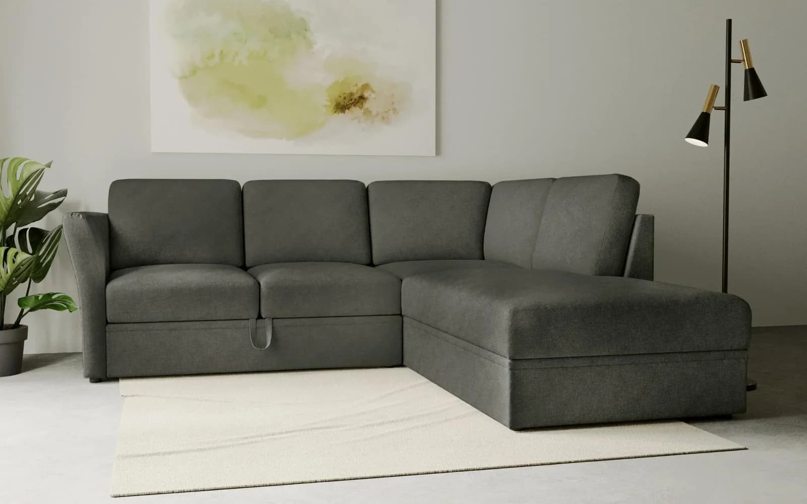 HOME AFFAIRE Ecksofa Lavars L-Form Schlafsofa Khaki mit Stauraum