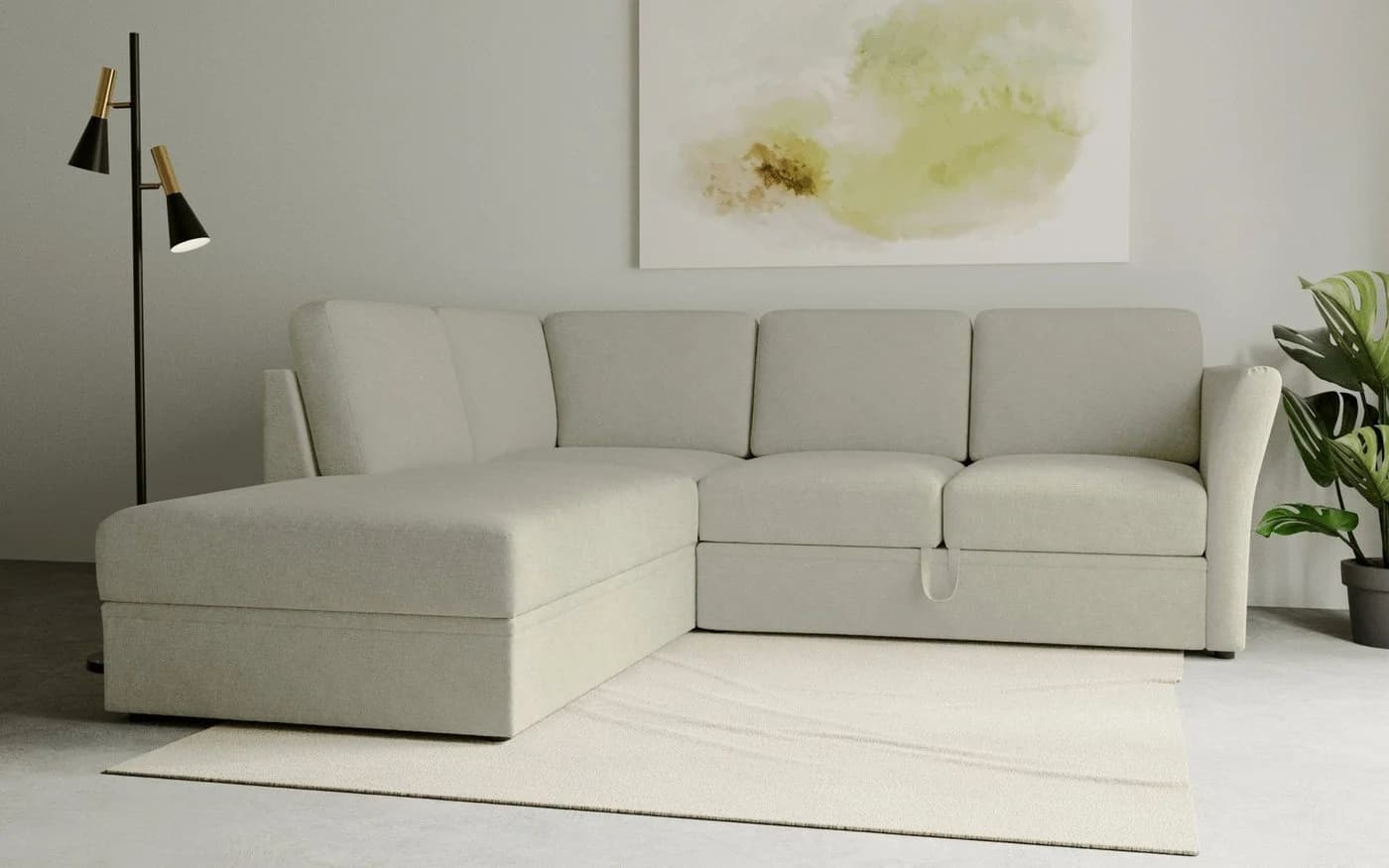 HOME AFFAIRE Ecksofa Lavars L-Form Beige mit Schlafsofa-Funktion - Bild 2