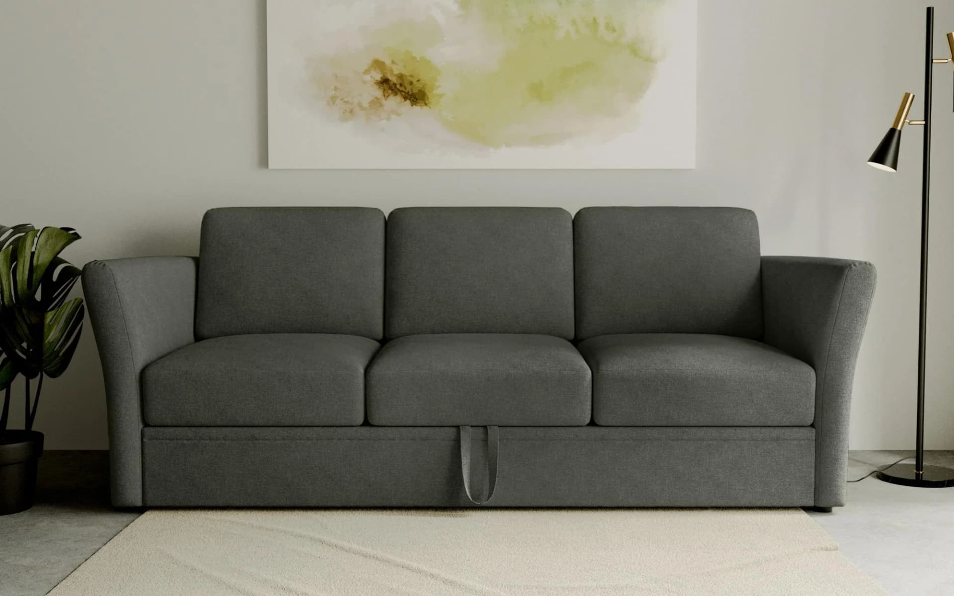 HOME AFFAIRE Lavars Schlafsofa 3-Sitzer Khaki mit Bettfunktion