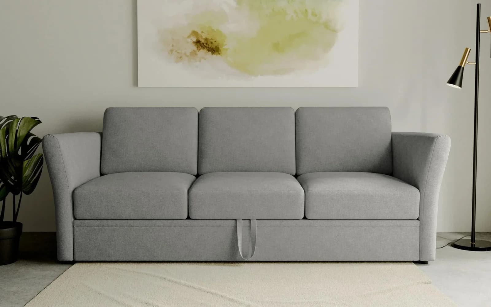 HOME AFFAIRE Lavars Schlafsofa 3-Sitzer Grau mit Bettfunktion