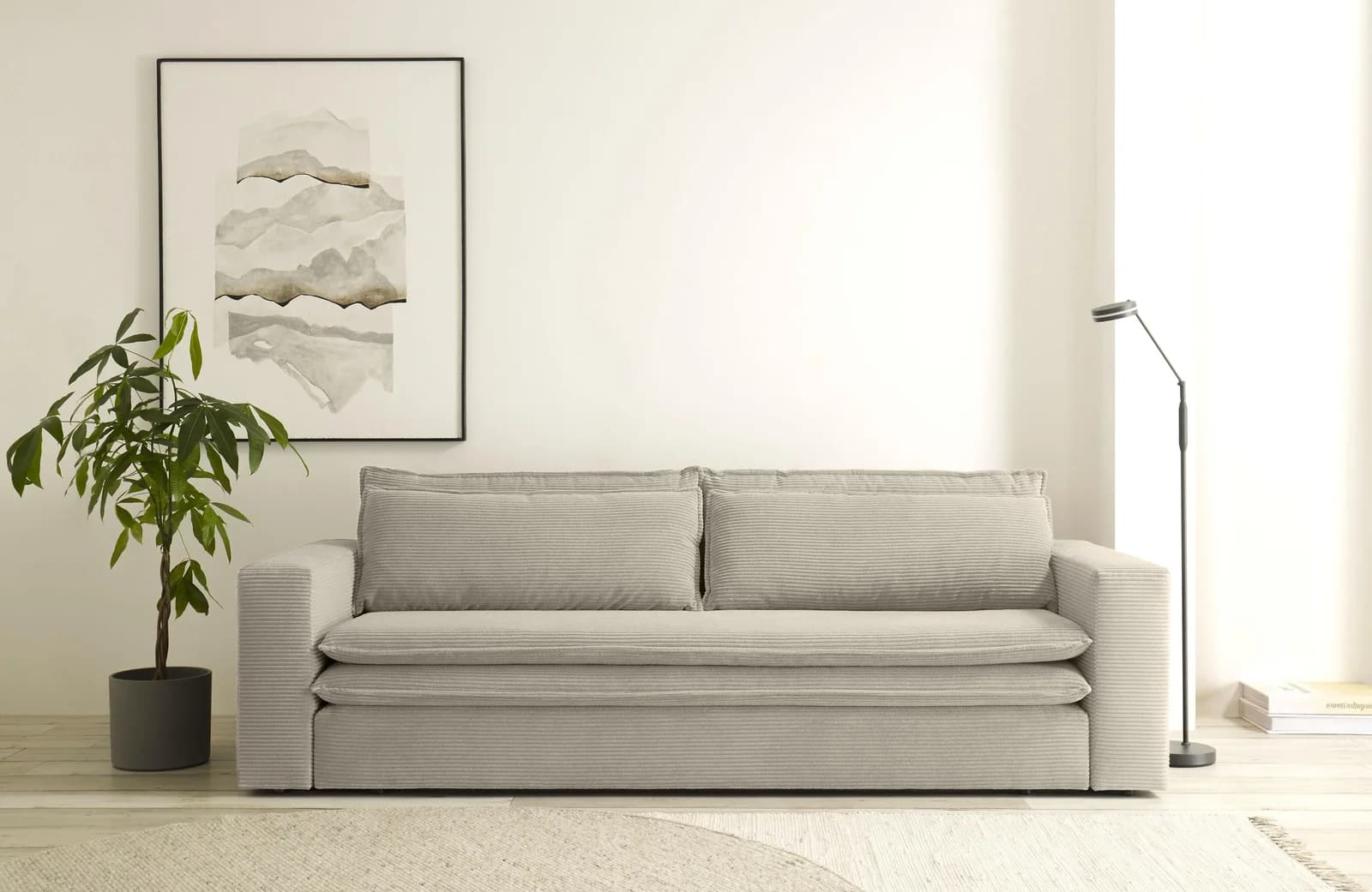 HOME AFFAIRE PIAGGE 3-Sitzer Sofa Beige mit Bettfunktion