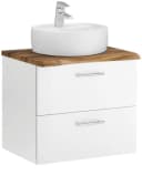 WELLTIME Waschtisch Trento 60cm Weiß Hochglanz mit Aufsatzwaschbecken Bild 2