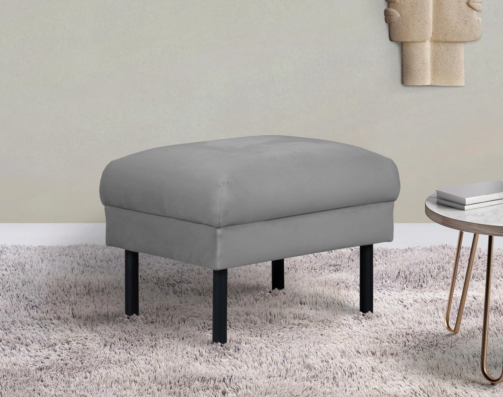 HOME AFFAIRE Lillibeth Polsterhocker Grau Samtoptik