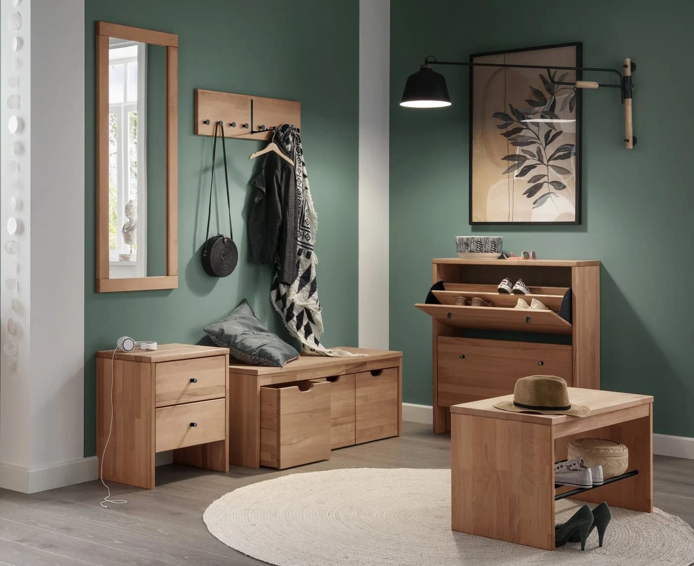 HOME AFFAIRE Schuhbank Dura Wildeiche Massivholz mit 3 Schubladen - Bild 2