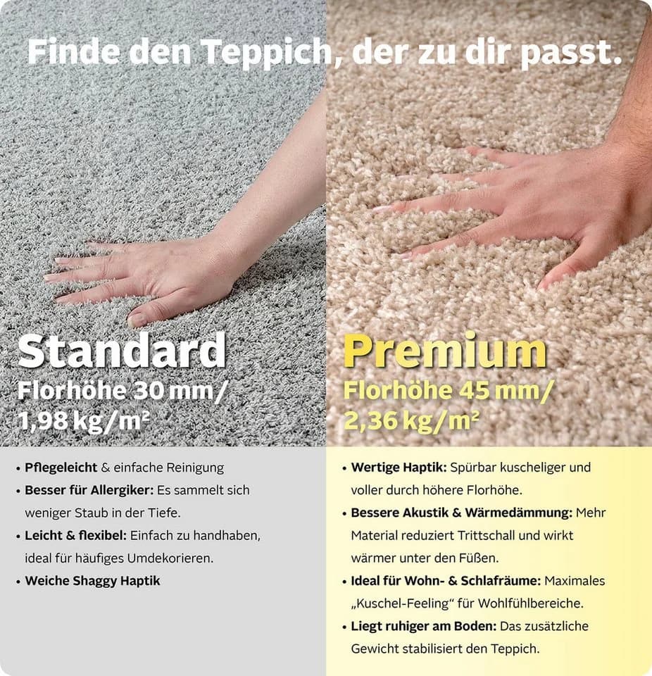 OTTO HOME Hochflor-Teppich Viva Shaggy Hellgrau Uni - Bild 3