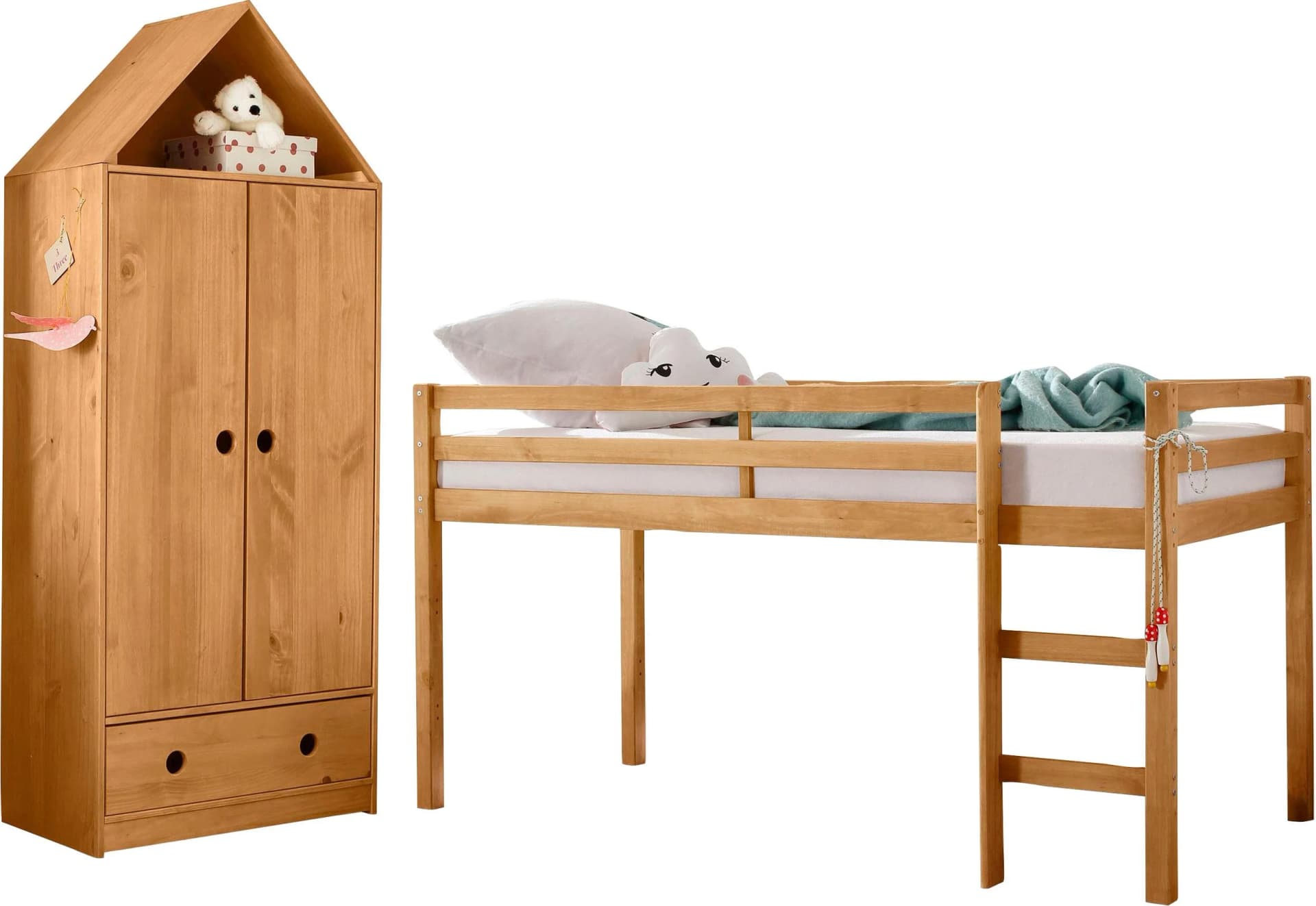 OTTO HOME Alpi Jugendzimmer-Set Beige Hochbett Kleiderschrank