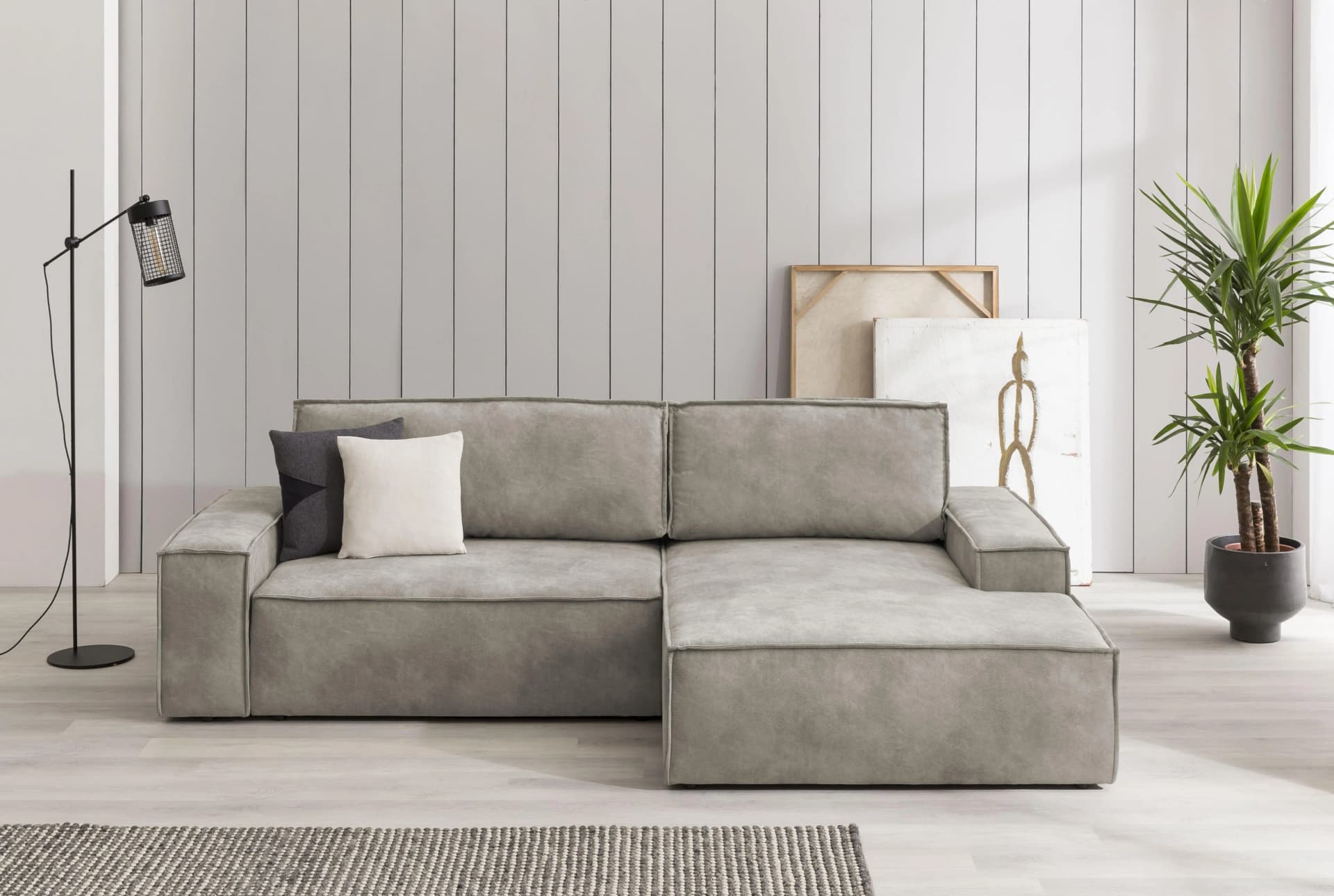 Home Affaire Ecksofa Sherwood L-Form Hellgrau mit Schlaffunktion