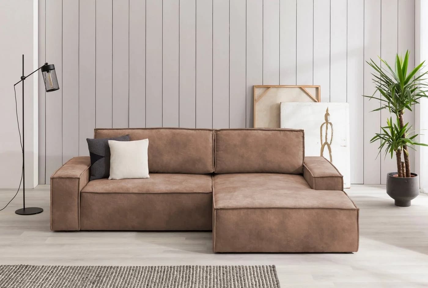 HOME AFFAIRE Ecksofa Sherwood L-Form Cognac mit Schlaffunktion - Bild 2
