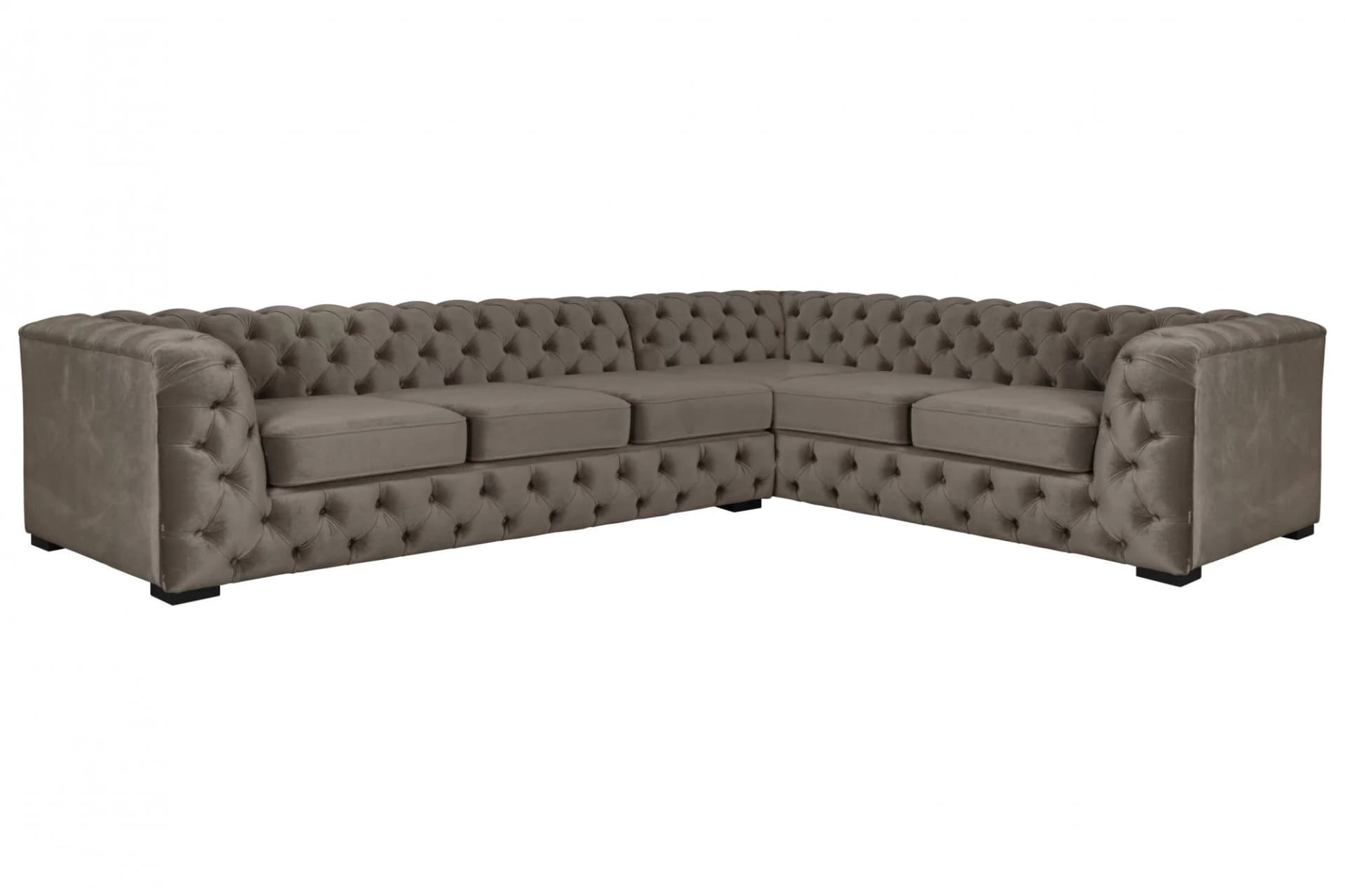 Home Affaire Chesterfield-Sofa L-Form Kalina Braun Samtvelours