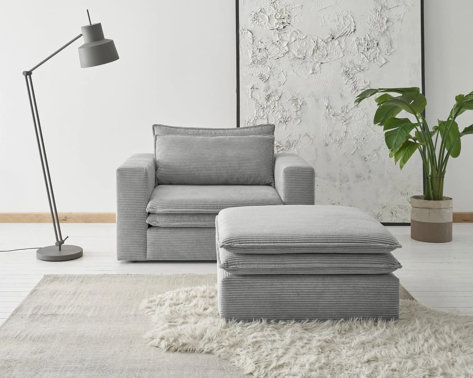 HOME AFFAIRE Sitzgruppe PIAGGE Loveseat und Hocker Webvelours