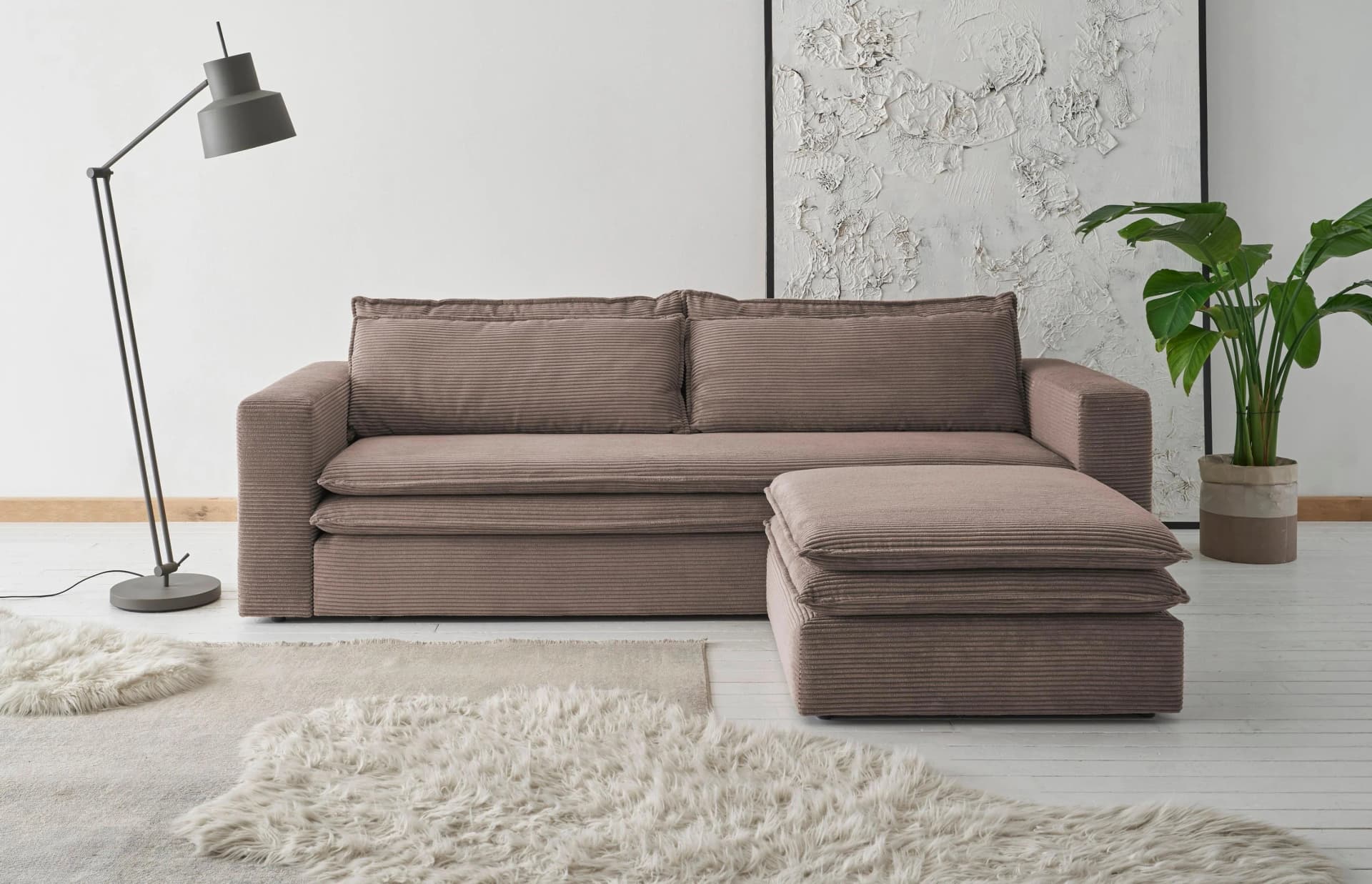 HOME AFFAIRE Sitzgruppe PIAGGE 3-Sitzer mit Bettfunktion Braun