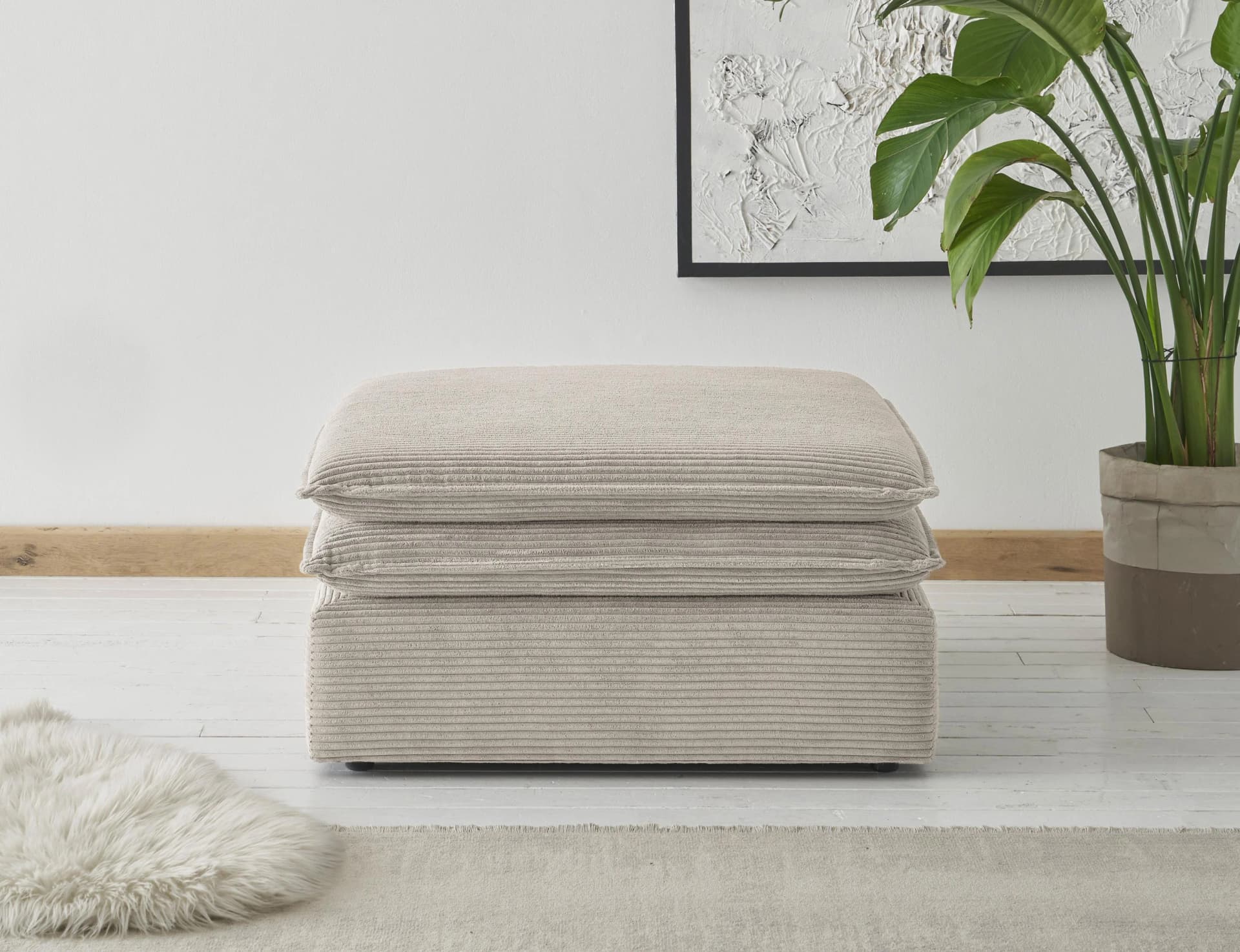 Hocker HOME AFFAIRE PIAGGE Beige Webvelours