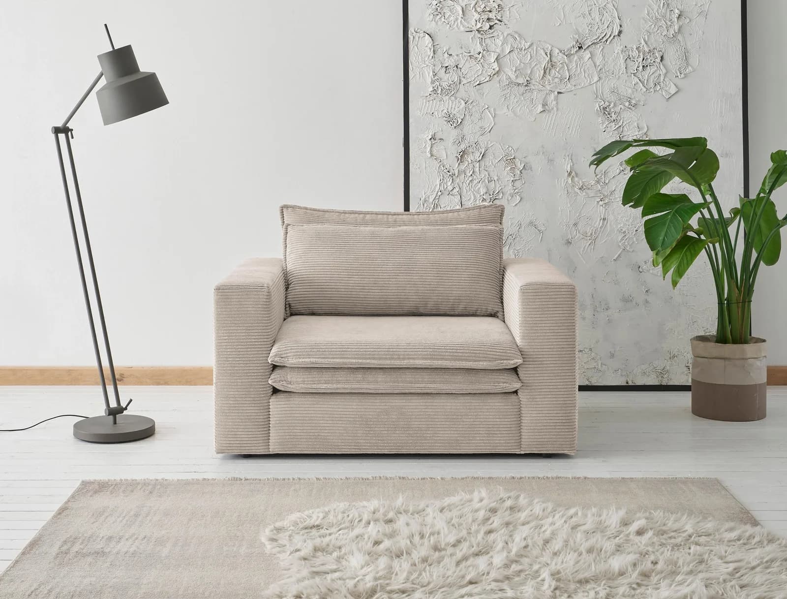 HOME AFFAIRE Loveseat PIAGGE Hellbeige Cord-Optik