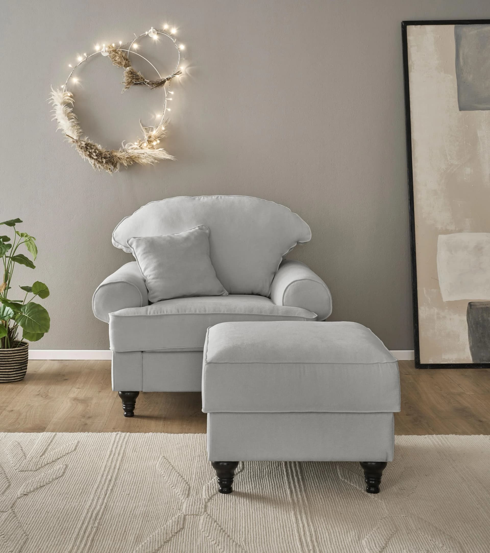 Home Affaire Sessel Westminster Grau Microfaser Federkern