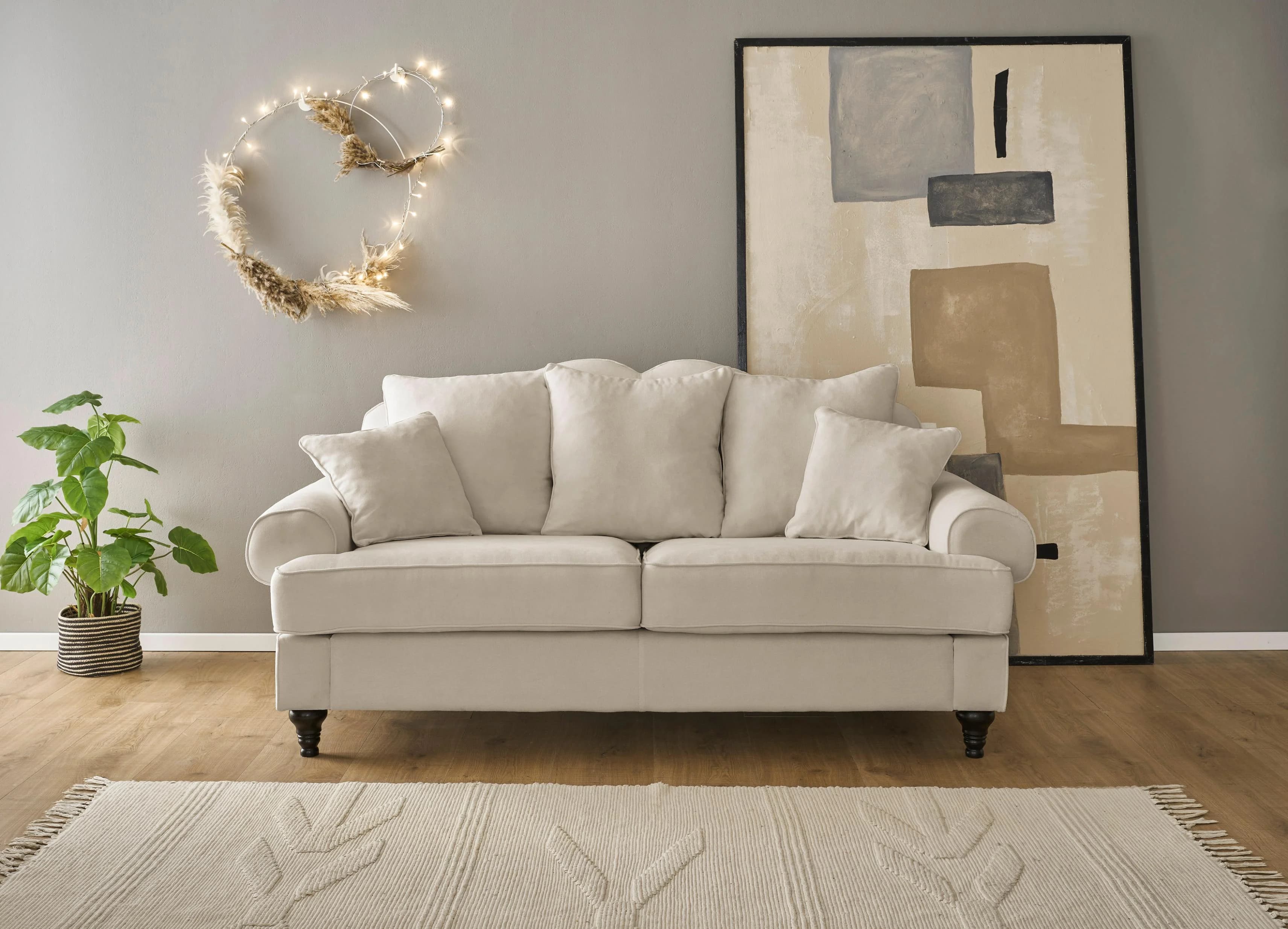 HOME AFFAIRE Westminster 3-Sitzer Sofa Beige Microfaser