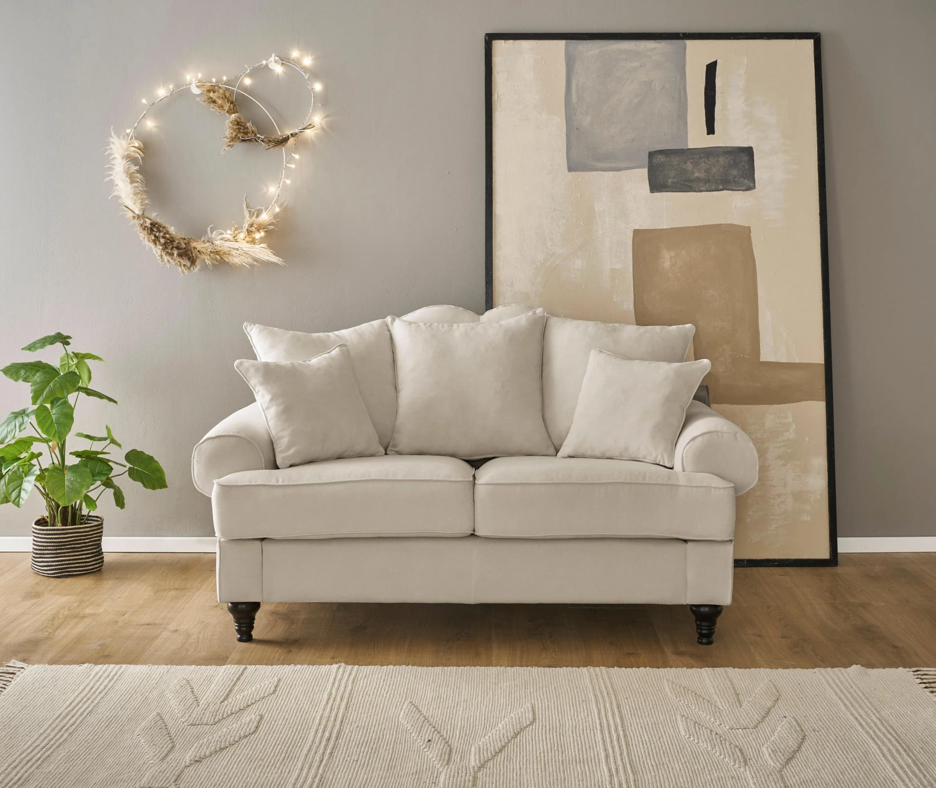 HOME AFFAIRE Westminster 2-Sitzer Sofa Beige Microfaser