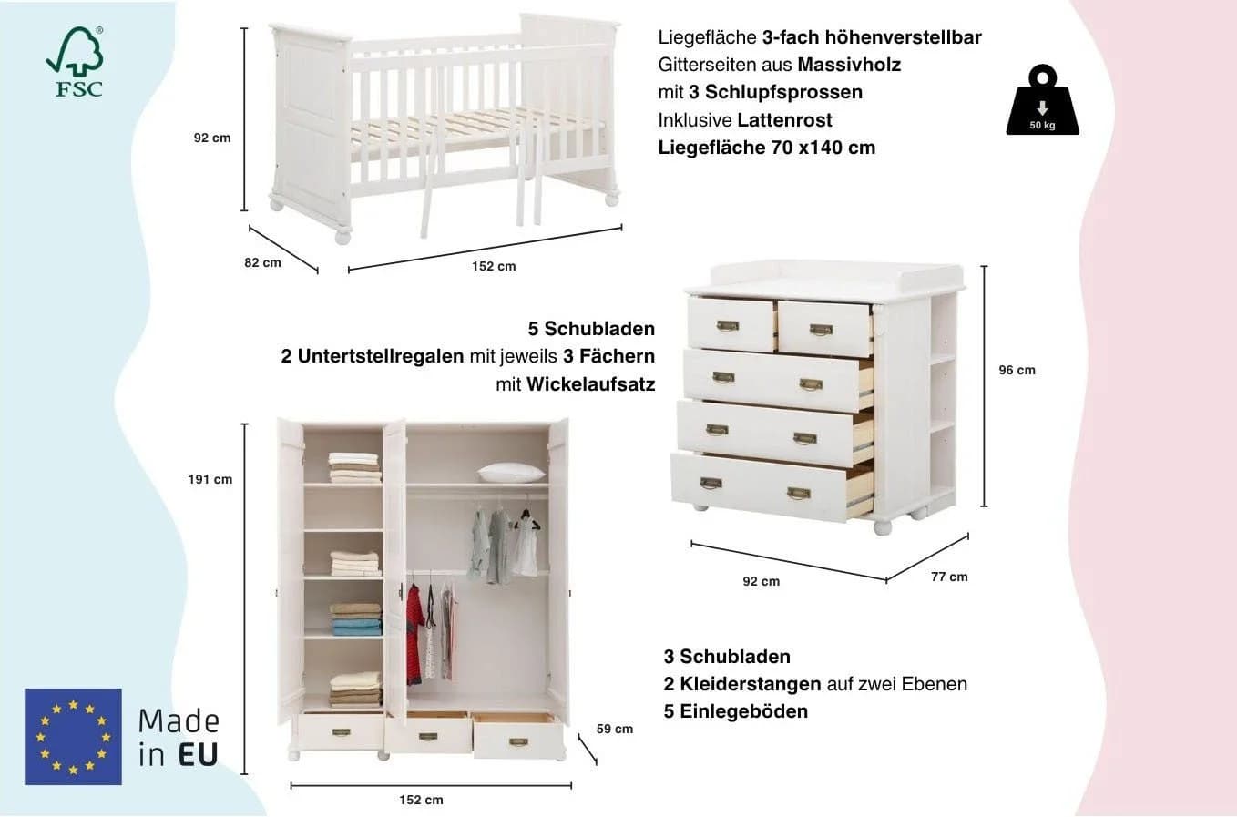 OTTO HOME Aimo Babyzimmer-Komplettset Landhausstil Weiß - Bild 4
