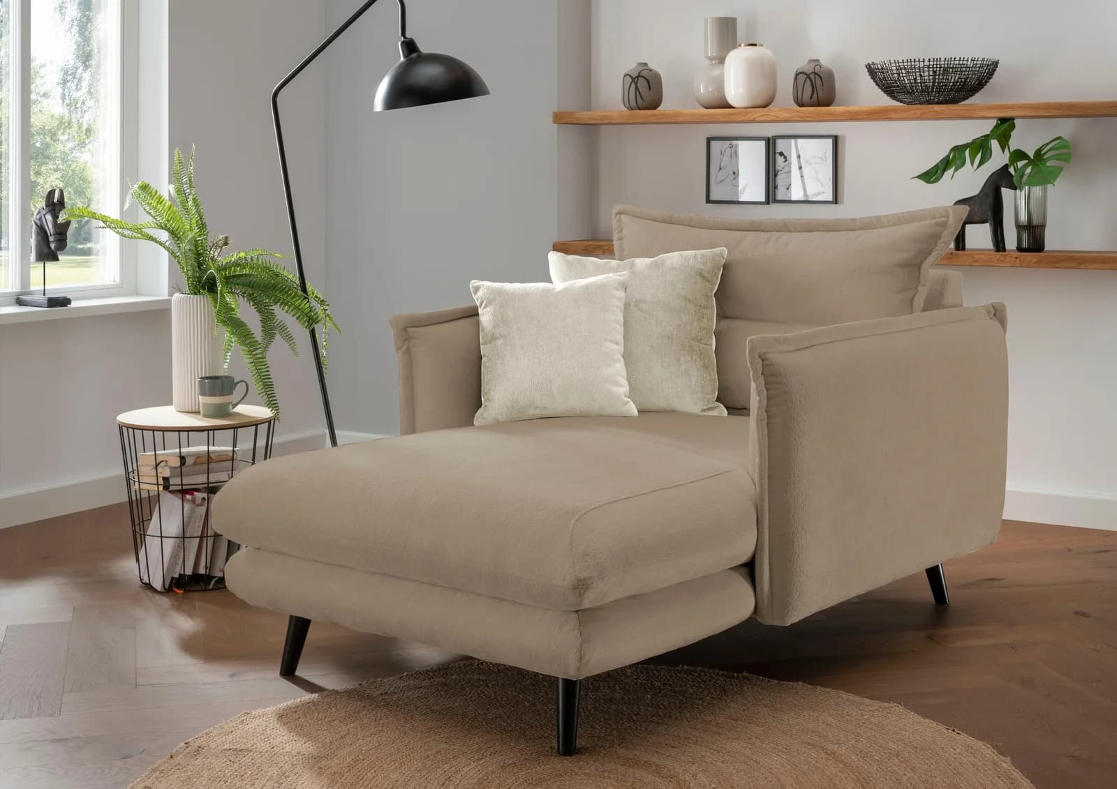 HOME AFFAIRE Lazio Loveseat Hellbraun Moderner Sessel mit Kissen