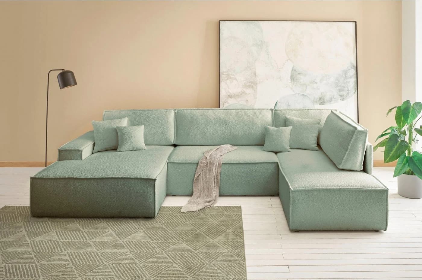 OTTO HOME FINNLEY U-Form XXL Wohnlandschaft mintgrün mit Bettkasten - Bild 2