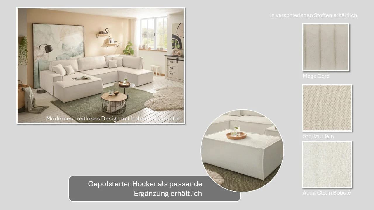 OTTO HOME Wohnlandschaft Finnley U-Form XXL Beige - Bild 5