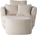 HOME AFFAIRE Drehsessel MAISIE Beige mit Hocker und Kissen Bild 1