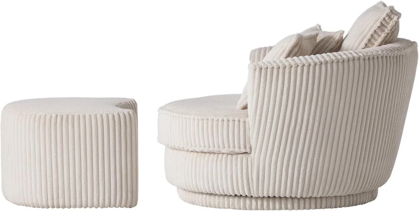 HOME AFFAIRE Drehsessel MAISIE Beige mit Hocker und Kissen - Bild 5