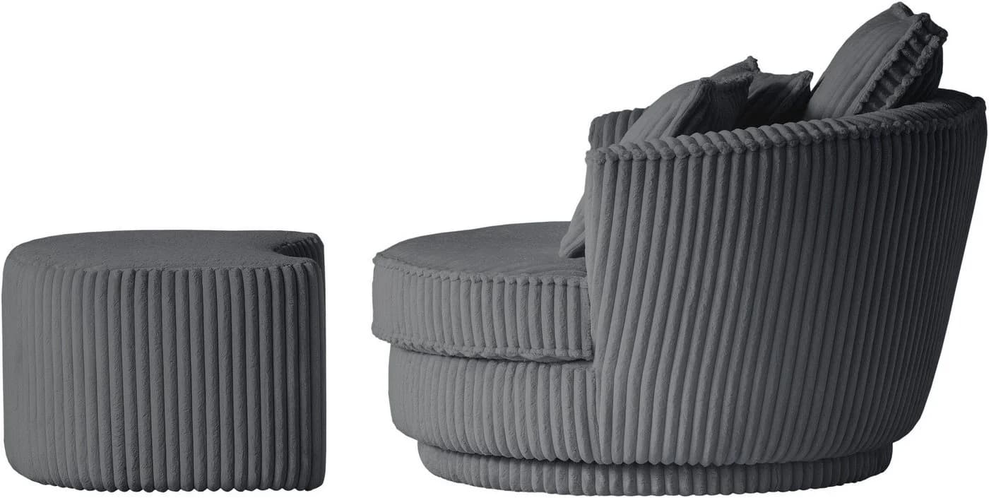 HOME AFFAIRE MAISIE Drehsessel XXL mit Hocker Anthrazit - Bild 5