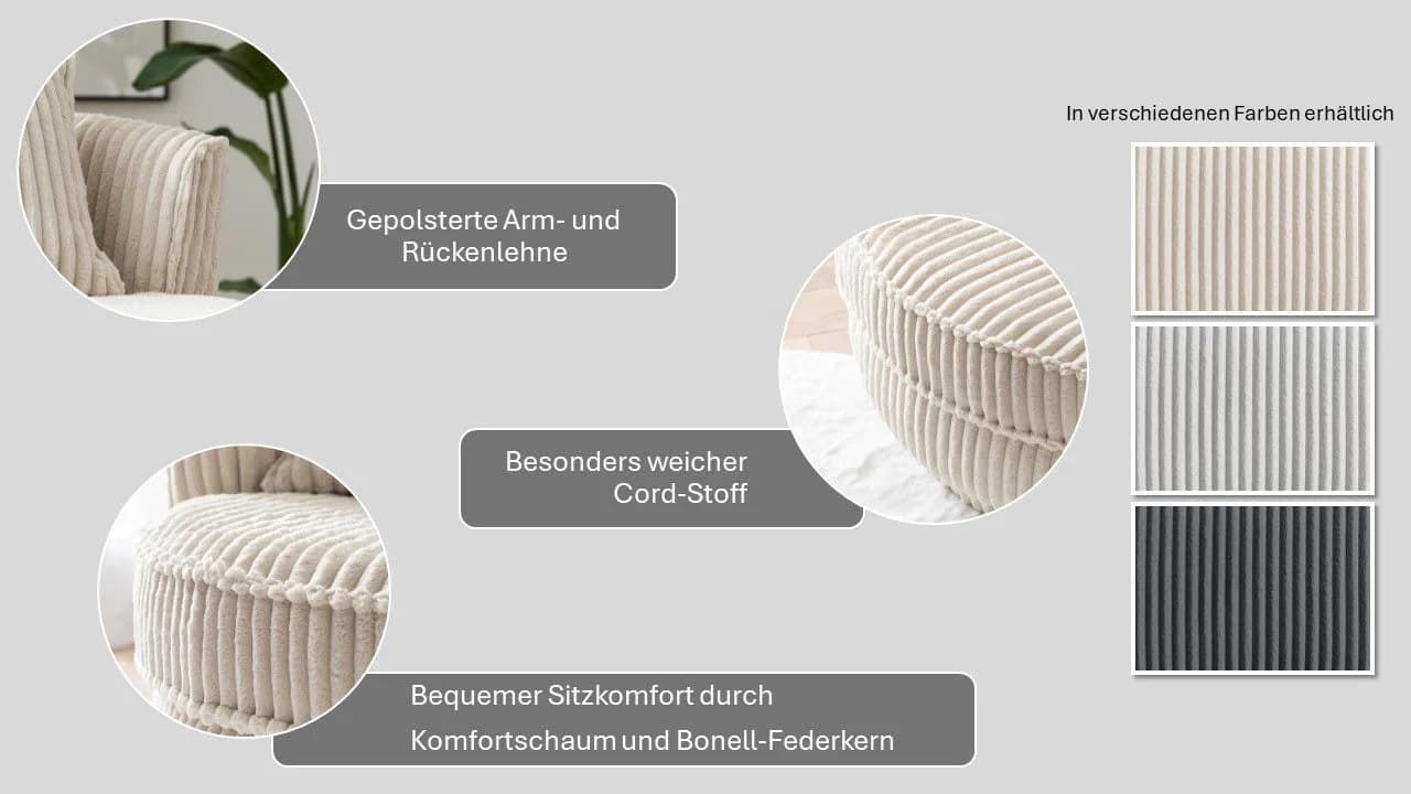 HOME AFFAIRE Drehsessel MAISIE Love Seat XXL Beige 360 Grad - Bild 4