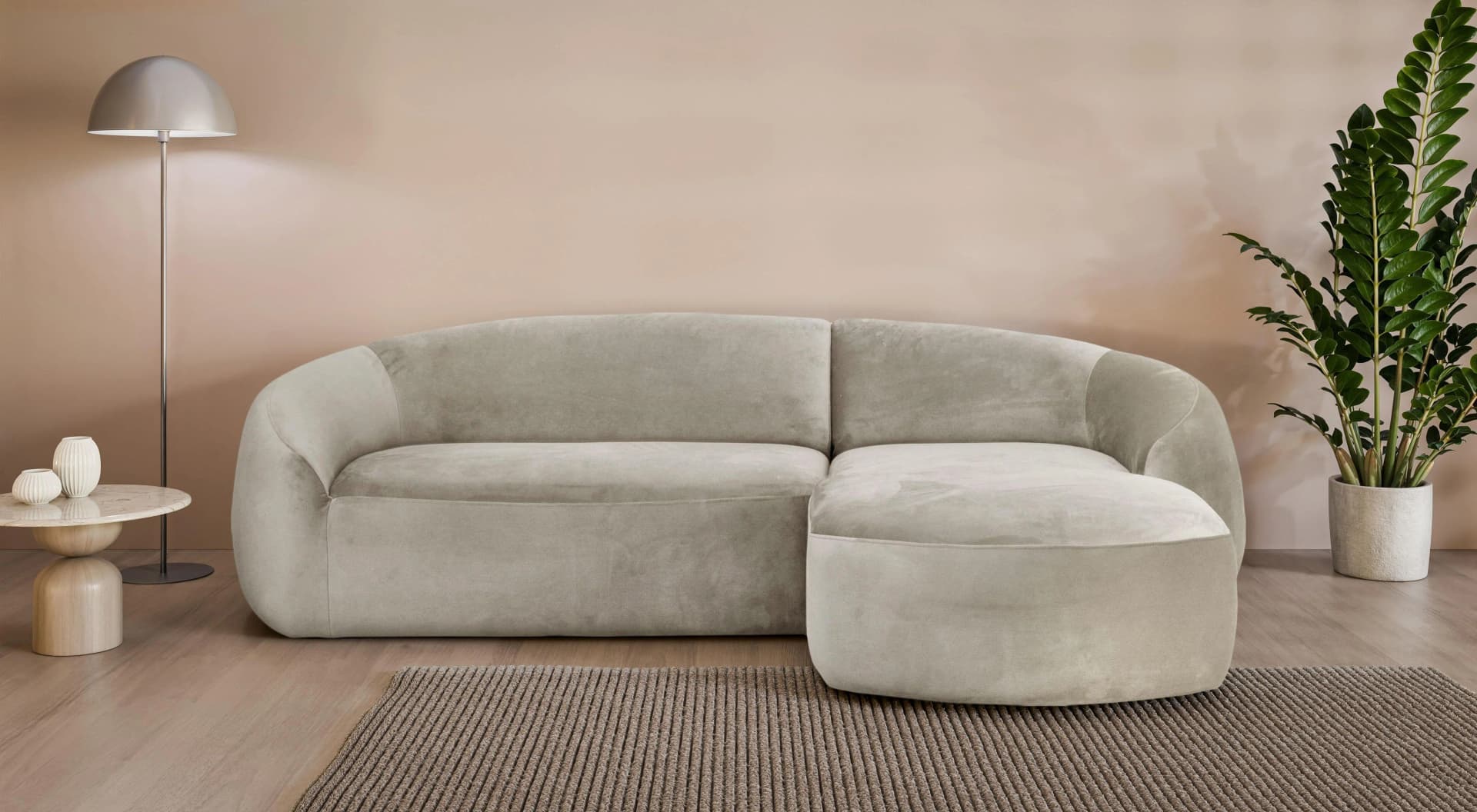 LeGer Home Ecksofa YANI L-Form Dunkelbeige Designersofa
