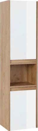 WELLTIME Torun Hochschrank Weiß Eiche Falttüren Badschrank Bild 2
