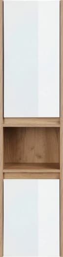 WELLTIME Torun Hochschrank Weiß Eiche Falttüren Badschrank Bild 3